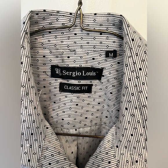 Sergio Louis black and grey button down size Medium - Picture 3 of 3
